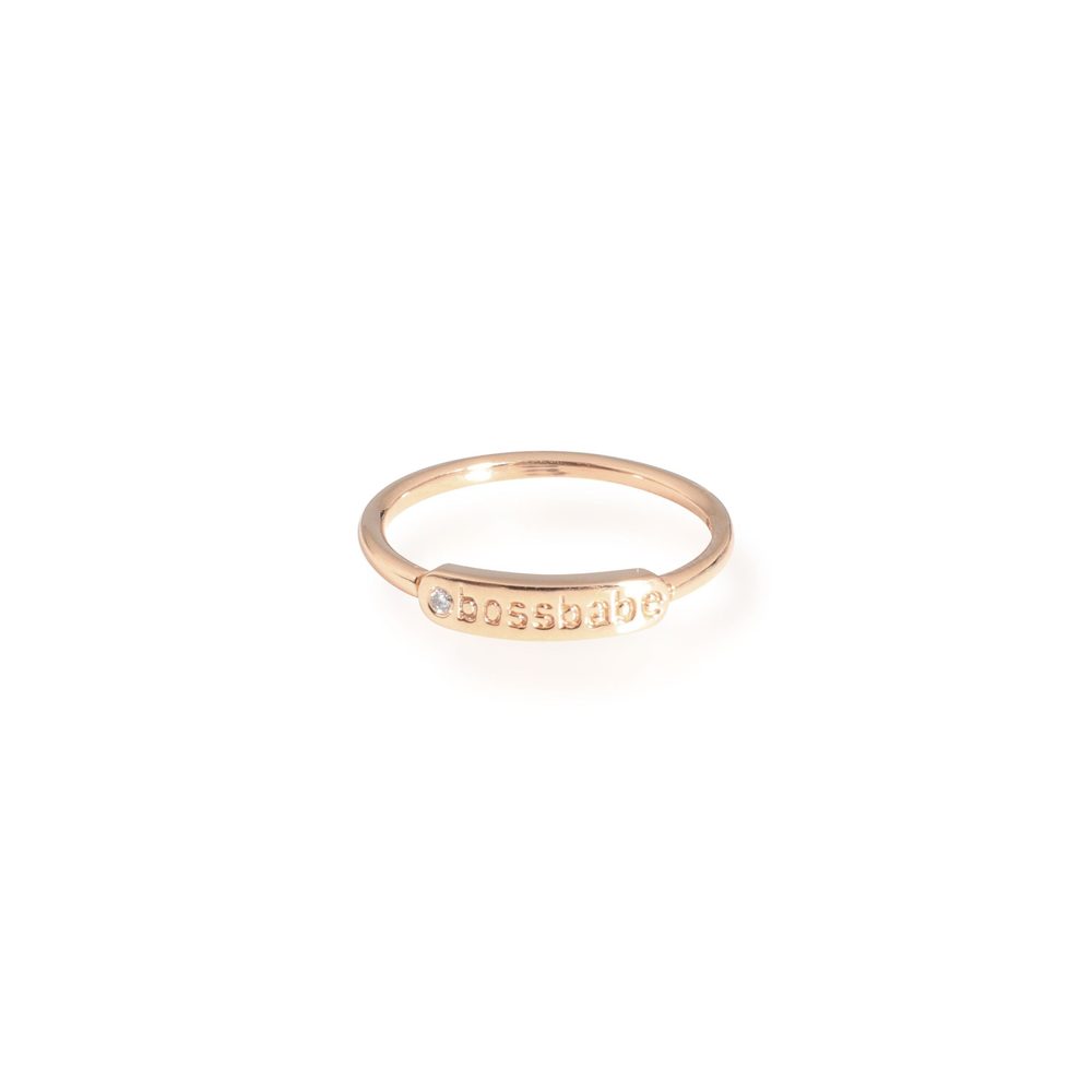14K Rose Gold My Story "Bossbabe" ID Ring 0.01 Ct.
